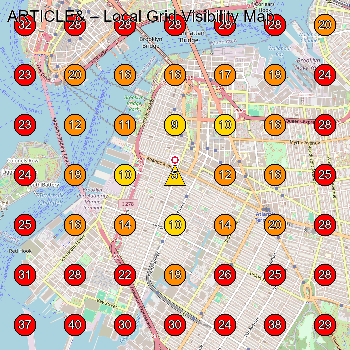 ARTICLE& GeoGrid visibility map for Women'S Clothing Store in Brooklyn